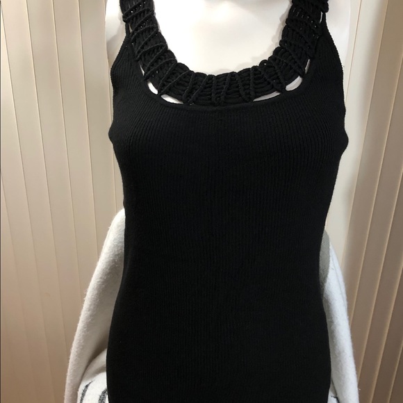 august silk Tops - AUGUST SILK Black Macramé Detail Soft Knit Top L